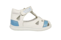 White - Baby Blue Leather Baby Sandals