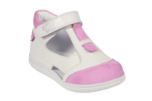 White Leather with Pink Nubuck Baby  Sandals