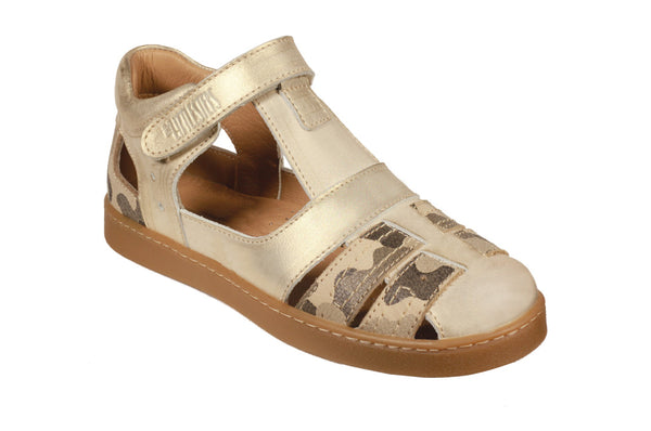 Golden Sand - Military Print Leather Sandals
