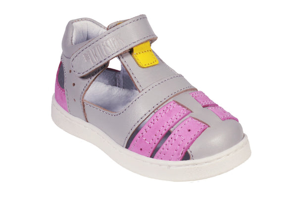 Light Grey Leather with Pink Nubuck Sandals