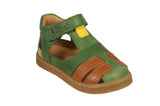 Green Leather  - Cognac & Military Print Sandals