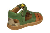 Green Leather  - Cognac & Military Print Sandals