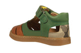 Green Leather  - Cognac & Military Print Sandals