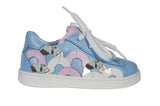 Light Blue Leather Tennis Shoes with Pink