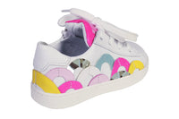 White Leather Tennis Shoes with Pink