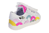 White Leather Tennis Shoes with Pink