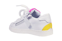 White Leather Tennis Shoes with Pink