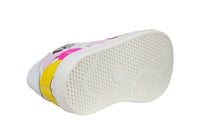 White Leather Tennis Shoes with Pink