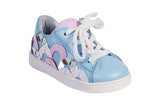 Light Blue Leather Tennis Shoes with Pink