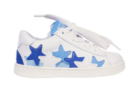 White Leather Tennis Shoes with Blue (Stars)