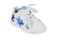 White Leather Tennis Shoes with Blue (Stars)