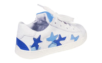 White Leather Tennis Shoes with Blue (Stars)