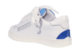 White Leather Tennis Shoes with Blue (Stars)