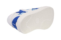 White Leather Tennis Shoes with Blue (Stars)