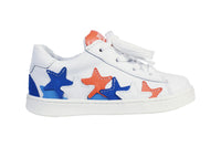 White Leather Tennis Shoes with Orange (Stars)