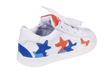 White Leather Tennis Shoes with Orange (Stars)