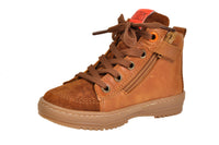 Cognac Leather & Suede Hightop Sneakers