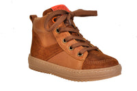 Cognac Leather & Suede Hightop Sneakers